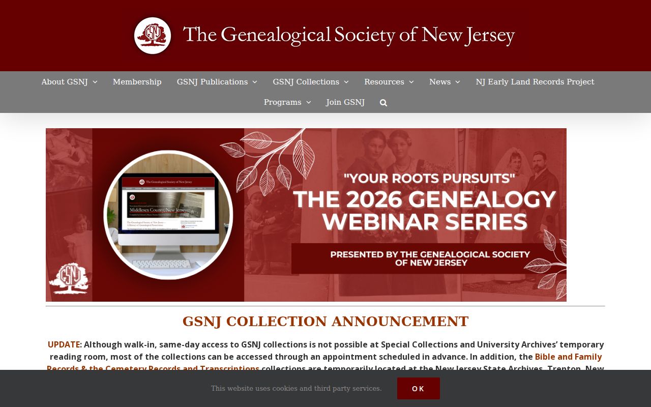 Westfield city directory research extension through the Genealogical Society of New Jersey