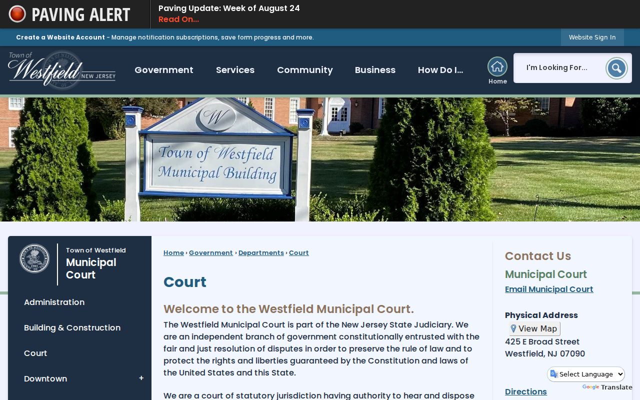 Westfield residents directory Municipal Court source