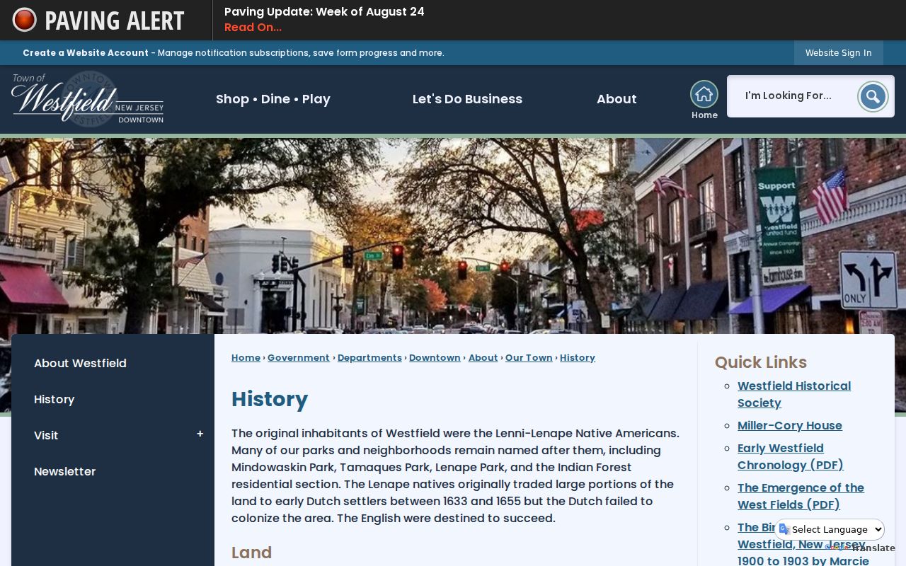 Westfield residents directory municipal history source
