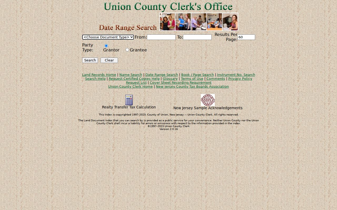 Westfield previous residents research using the Union County land-record date search