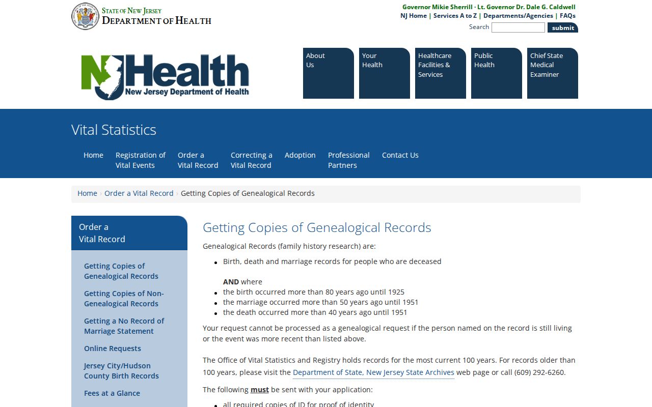 Westfield resident lookup through New Jersey genealogical vital records