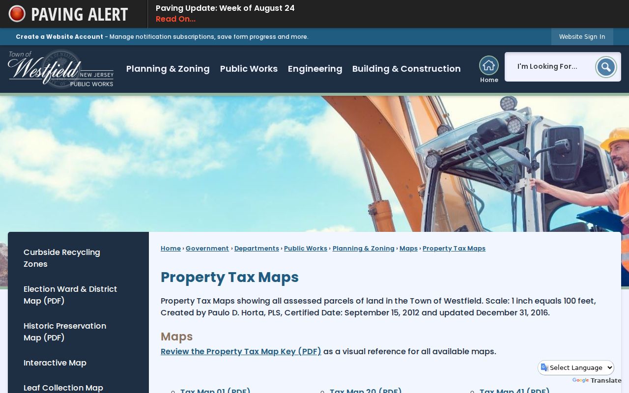 Westfield street directory property tax map collection